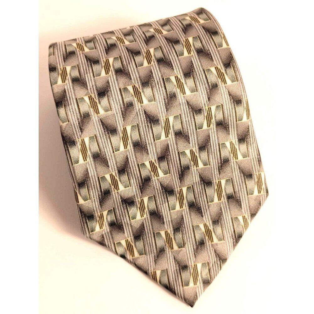 Stafford Executive Men's Silk Neck Tie With Geometric Pattern Italian Fabric
